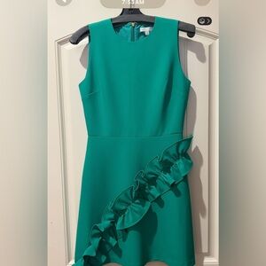 Charming Teal Women’s Dress with Ruffle Accent